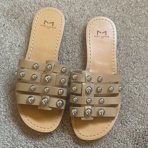 Marc Fisher Beige Studded Sandals